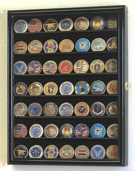 88 Challenge Coin Blacky Display Case Cabinet w/ UV Acrylic Door